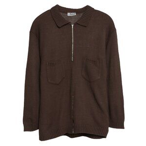 Ruisell (Spain) Vintage Rib Stitch Multi Zip Polo Sweater : L